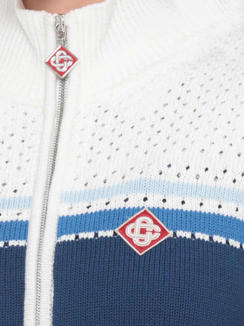 Striped pointelle-knit cardigan-CASABLANCA-Verso