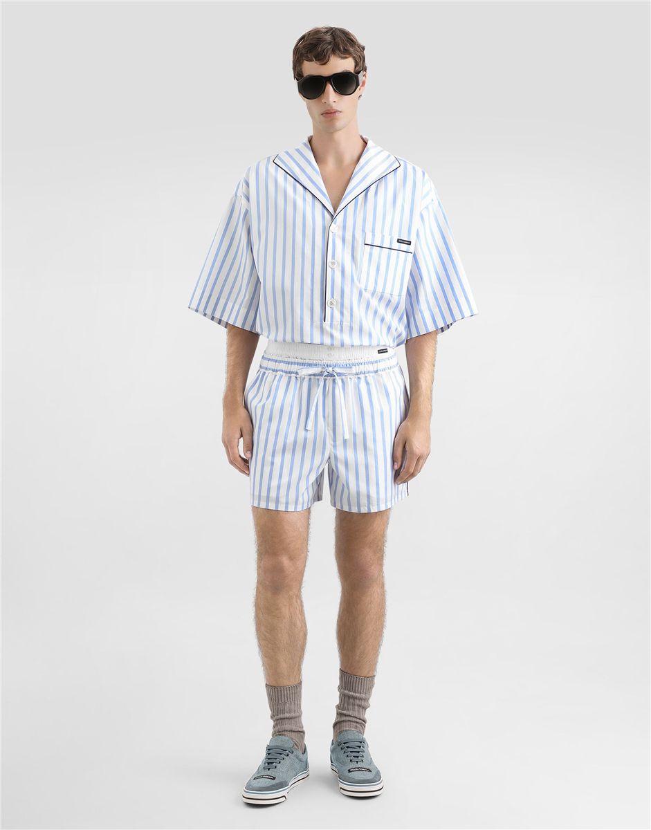 Striped poplin bermuda shorts-DOLCE&GABBANA-Verso