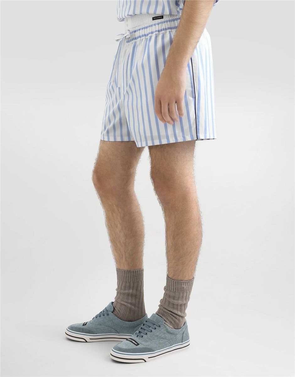 Striped poplin bermuda shorts-DOLCE&GABBANA-Verso