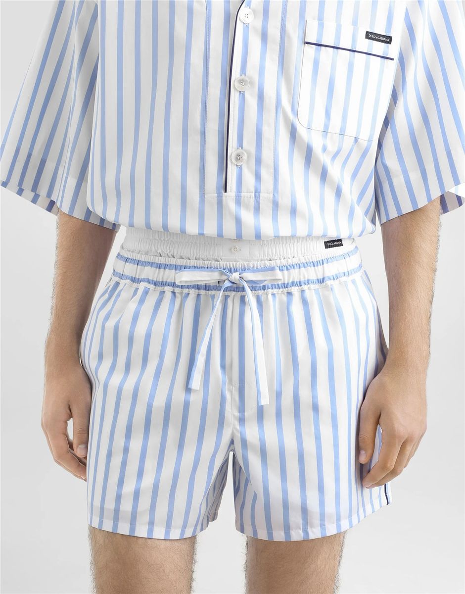 Striped poplin bermuda shorts-DOLCE&GABBANA-Verso