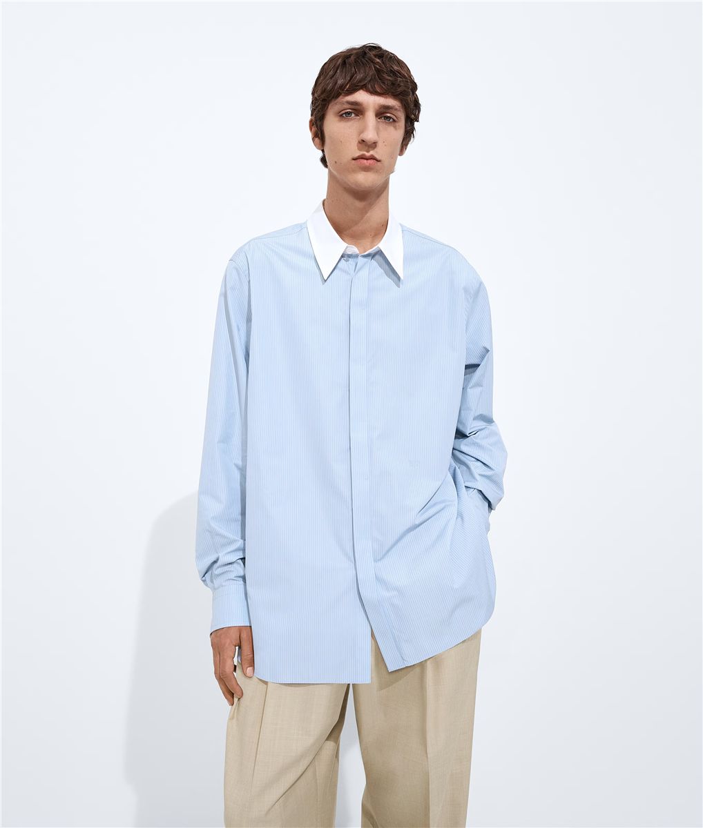 Striped poplin shirt-BOTTEGA VENETA-Verso