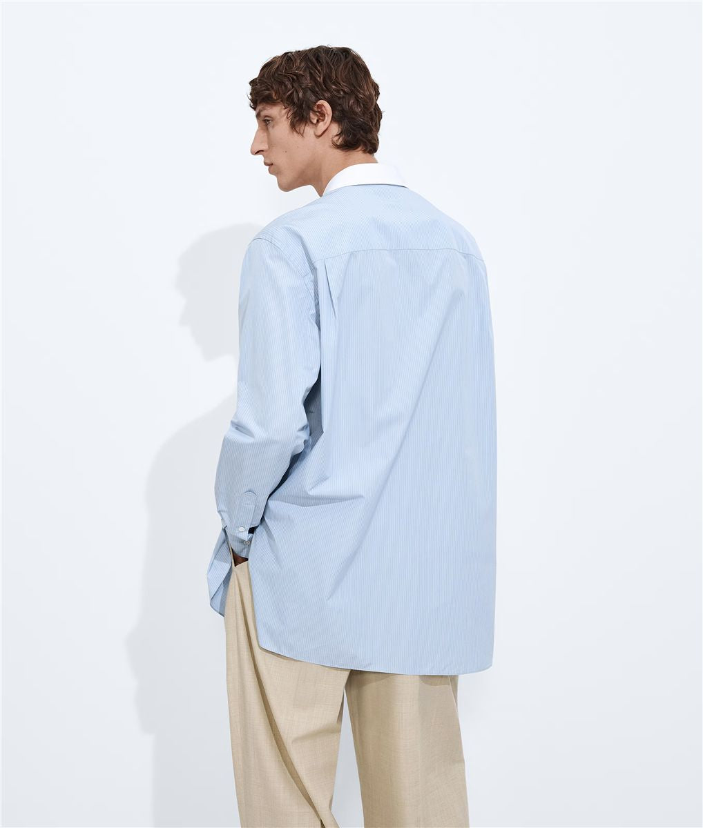 Striped poplin shirt-BOTTEGA VENETA-Verso