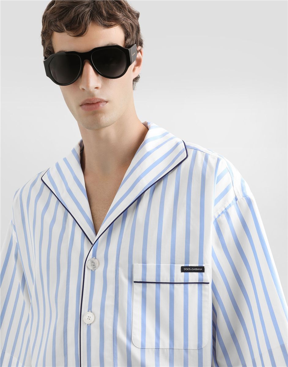 Striped poplin shirt-DOLCE&GABBANA-Verso