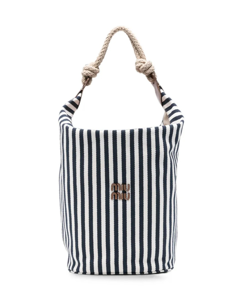 Striped rope-handle shoulder bag-MIU MIU-306750-TU-Verso