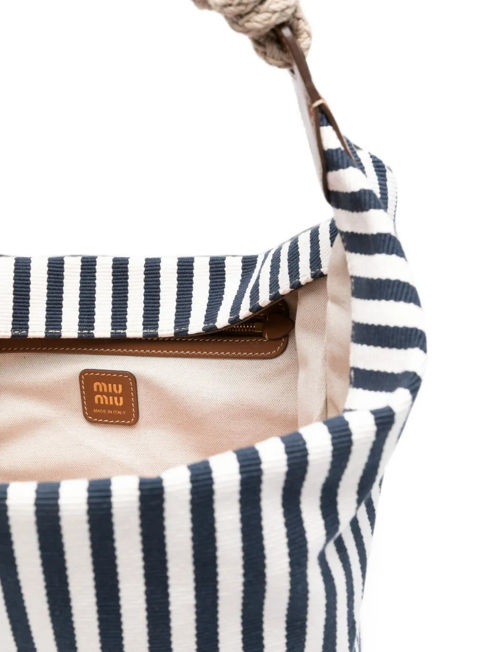 Striped rope-handle shoulder bag-MIU MIU-Verso