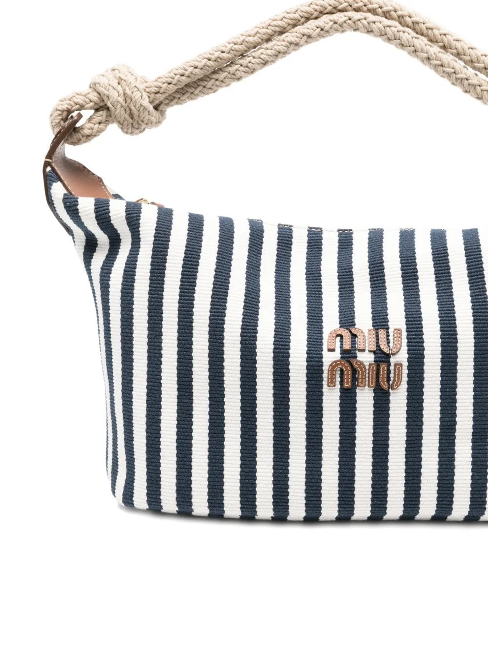 Striped rope-handle tote bag-MIU MIU-Verso