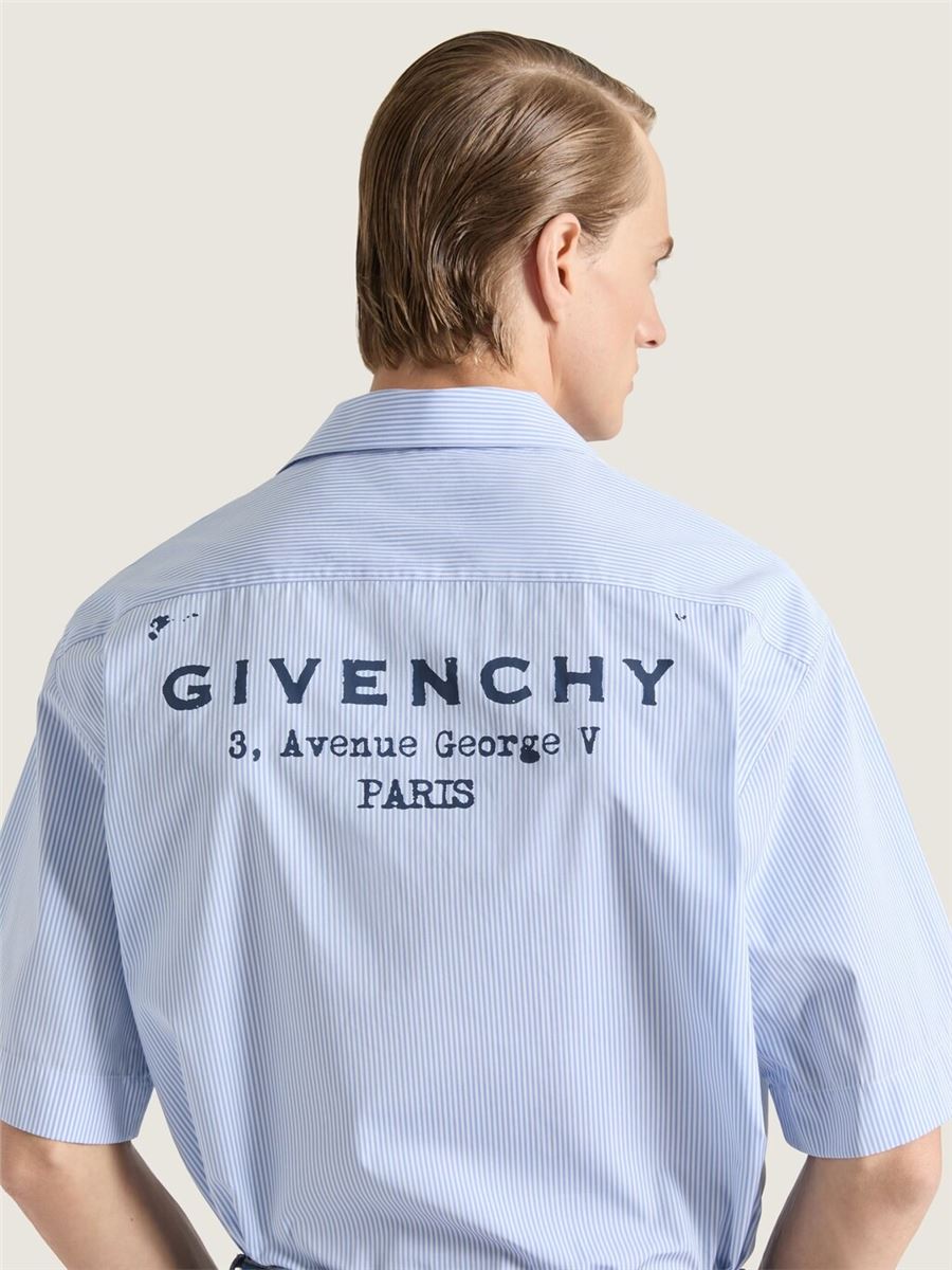 STRIPED SHIRT IN COTTON WITH GIVENCHY STAMP-GIVENCHY-Verso