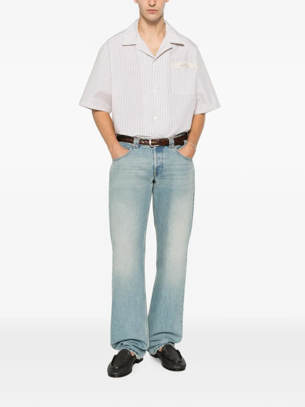 Striped short-sleeve shirt-AMIRI-Verso