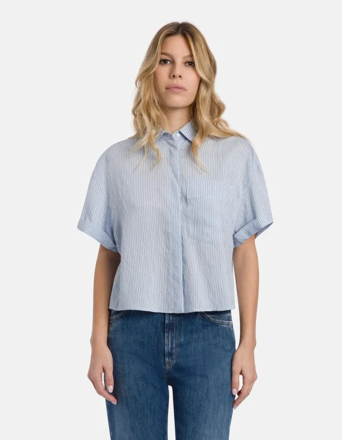 Striped Viscose Boxy-fit Shirt-DONDUP-Verso