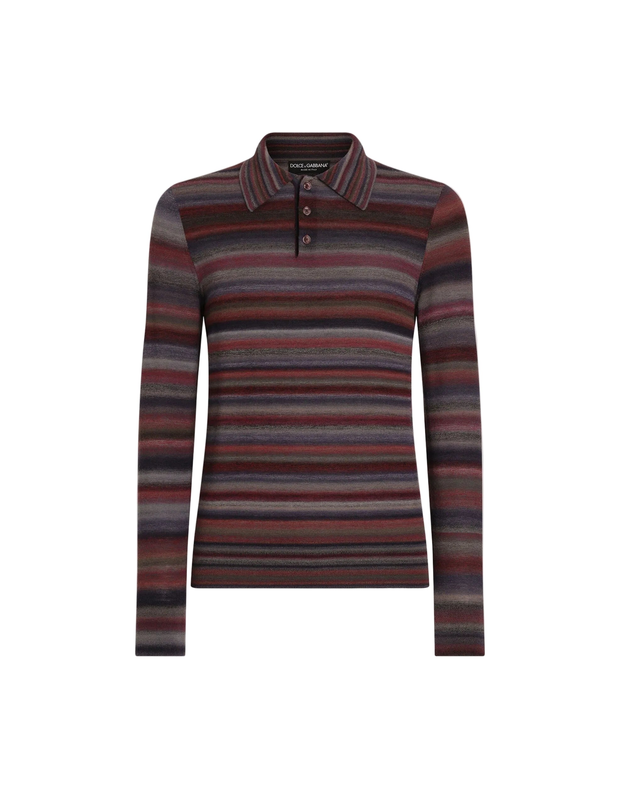 Striped wool polo shirt-DOLCE&GABBANA-309001-48-Verso