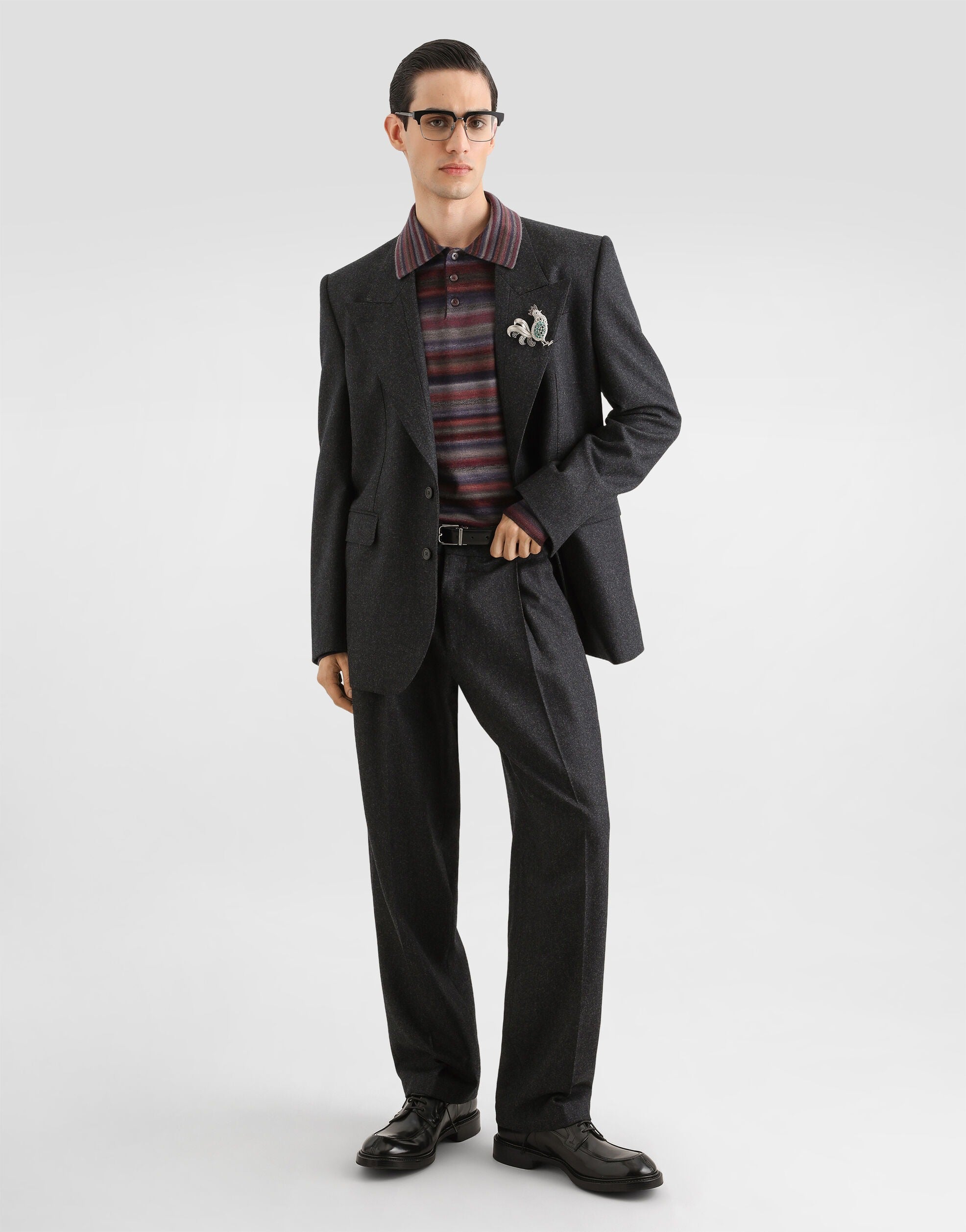 Striped wool polo shirt-DOLCE&GABBANA-Verso