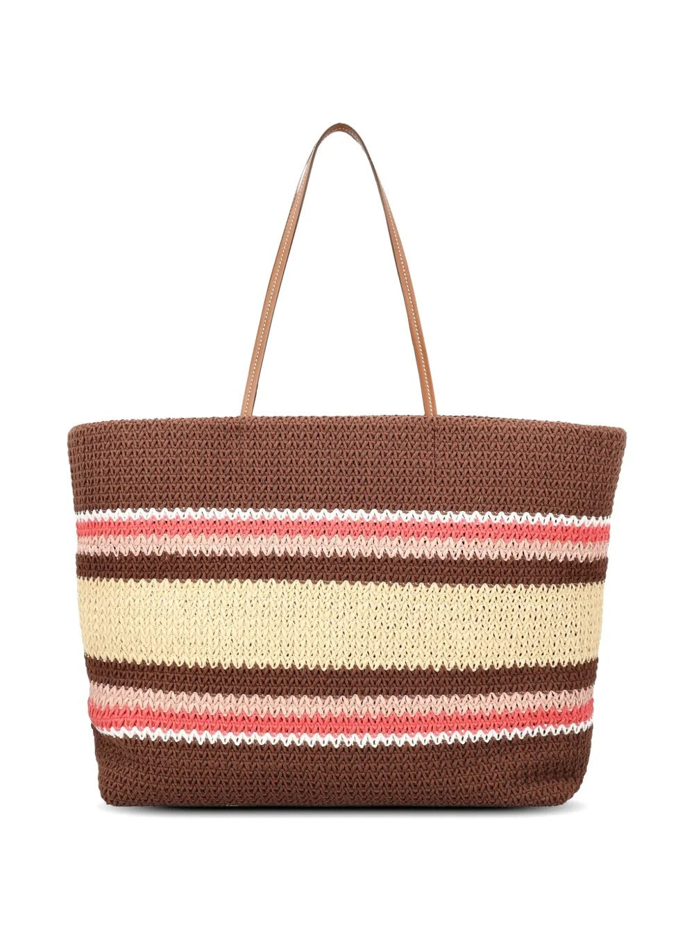 Striped Woven Tote Bag-MIU MIU-Verso