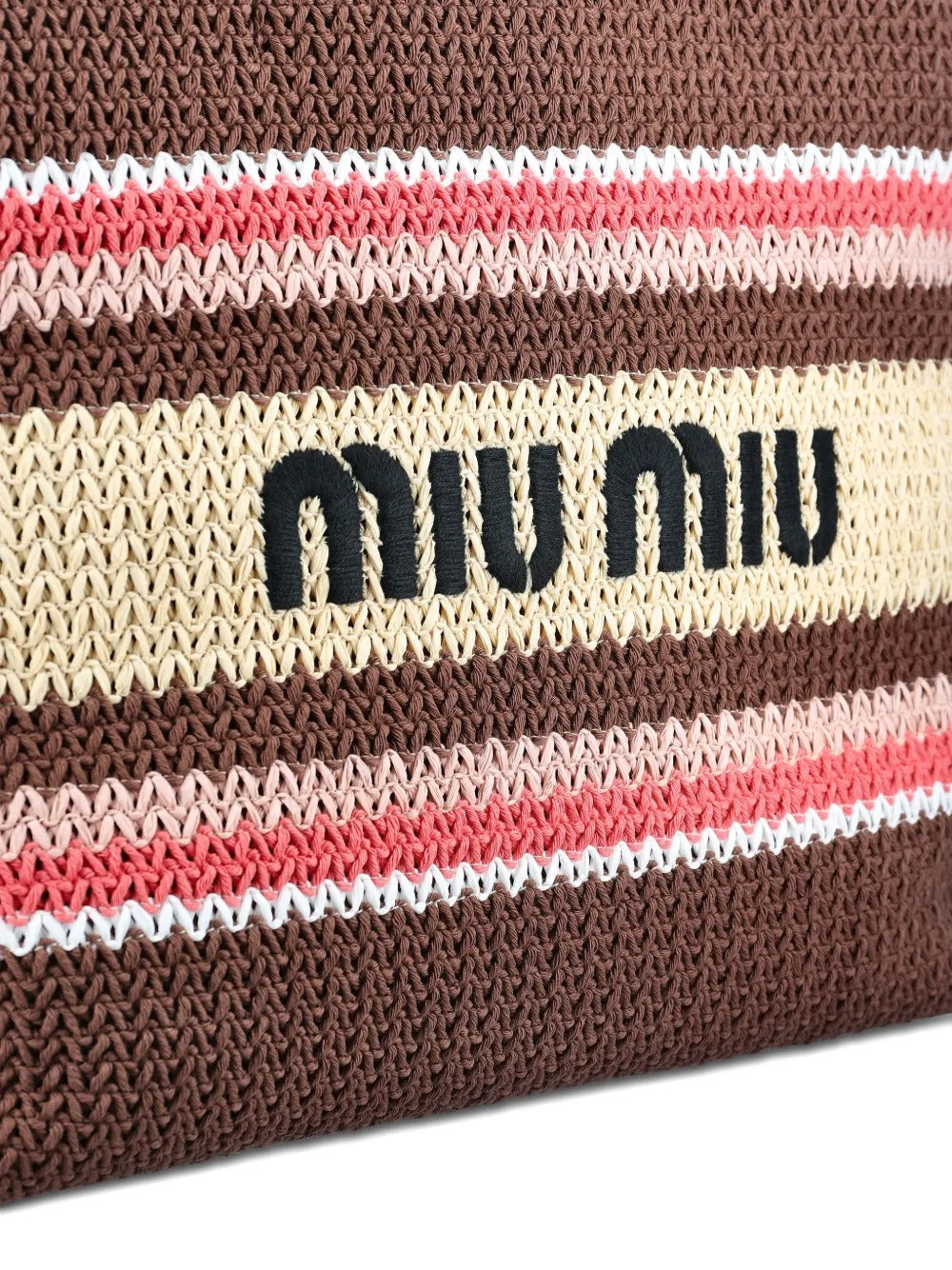 Striped Woven Tote Bag-MIU MIU-Verso