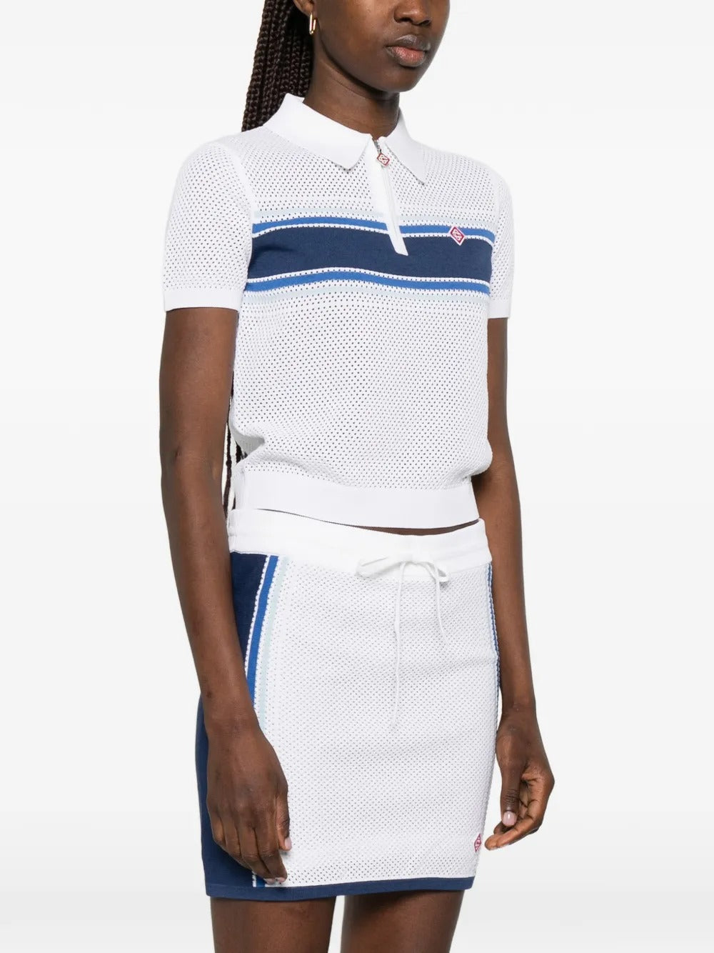 Striped zip polo shirt-CASABLANCA-Verso