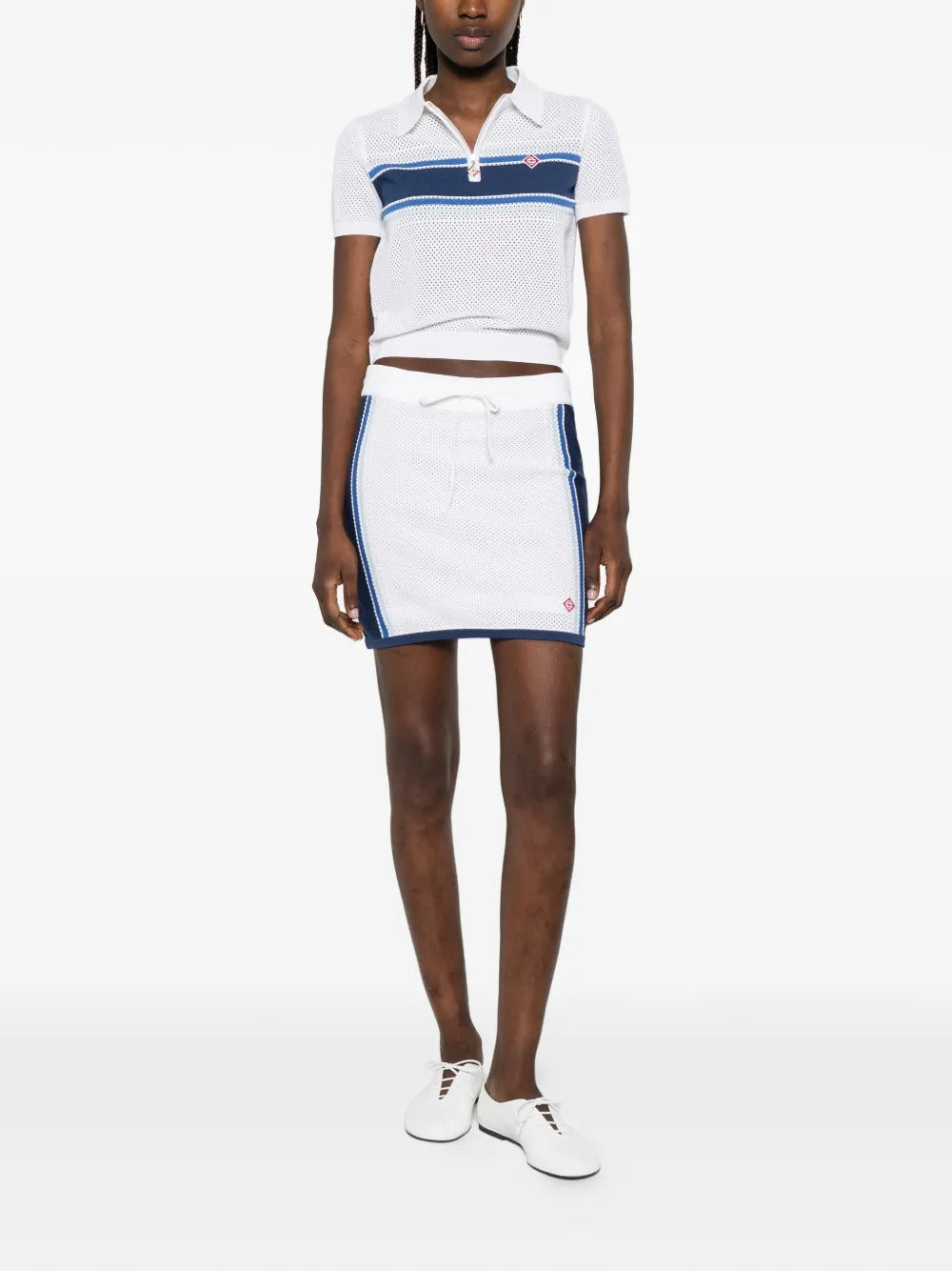 Striped zip polo shirt-CASABLANCA-Verso