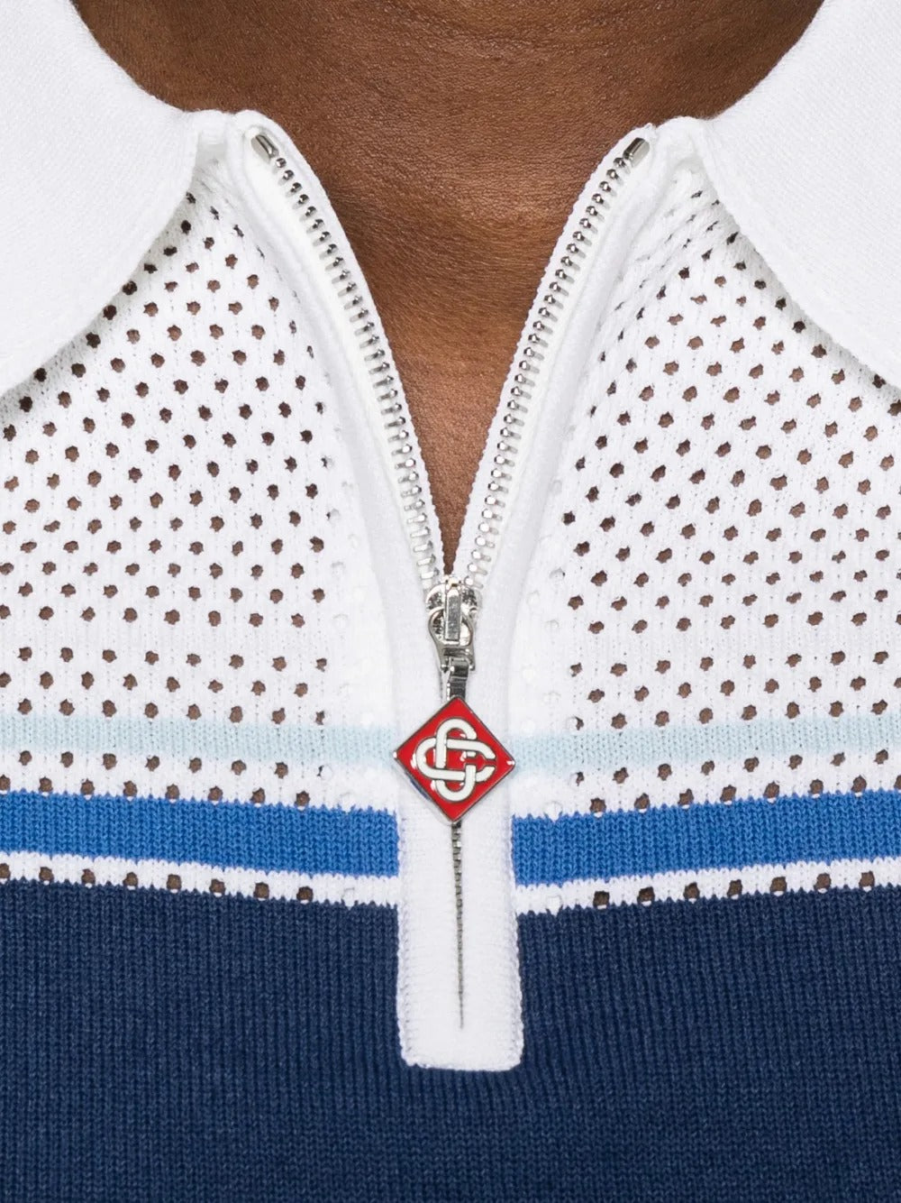 Striped zip polo shirt-CASABLANCA-Verso