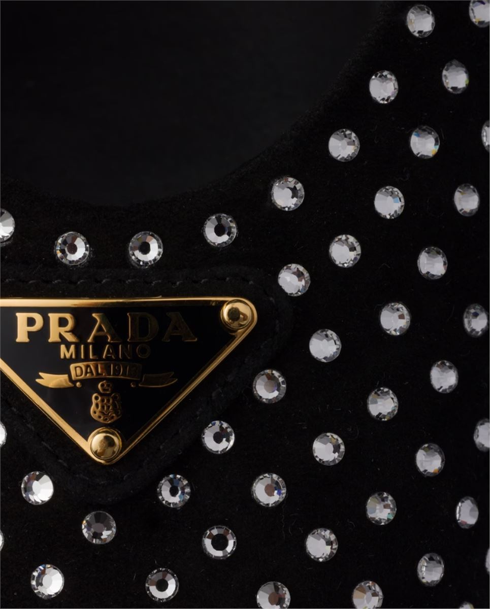SUEDE BALLERINAS WITH CRYSTALS - PRADA - Verso