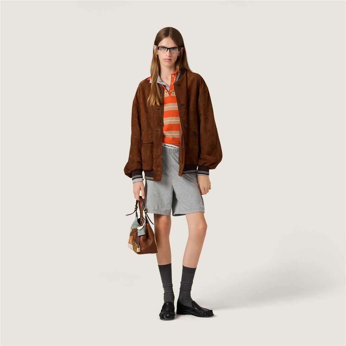 Suede blouson jacket-MIU MIU-Verso