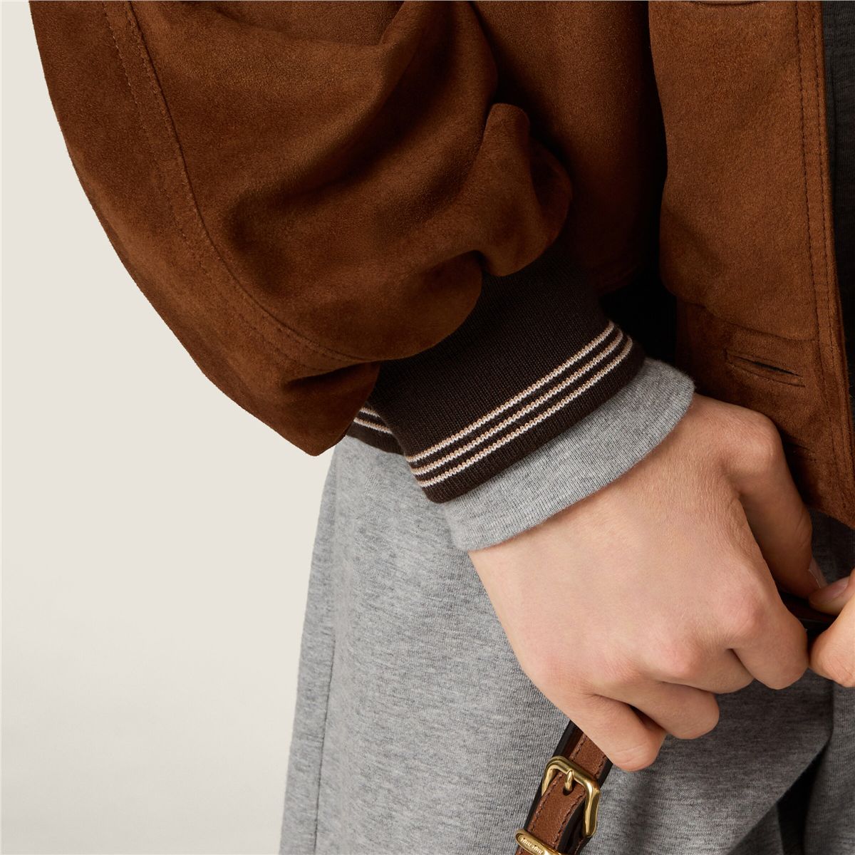 Suede blouson jacket-MIU MIU-Verso