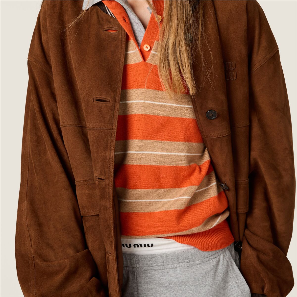 Suede blouson jacket-MIU MIU-Verso