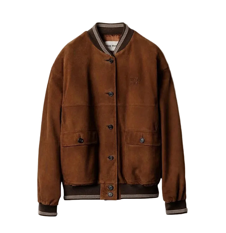 Suede blouson jacket-MIU MIU-Verso