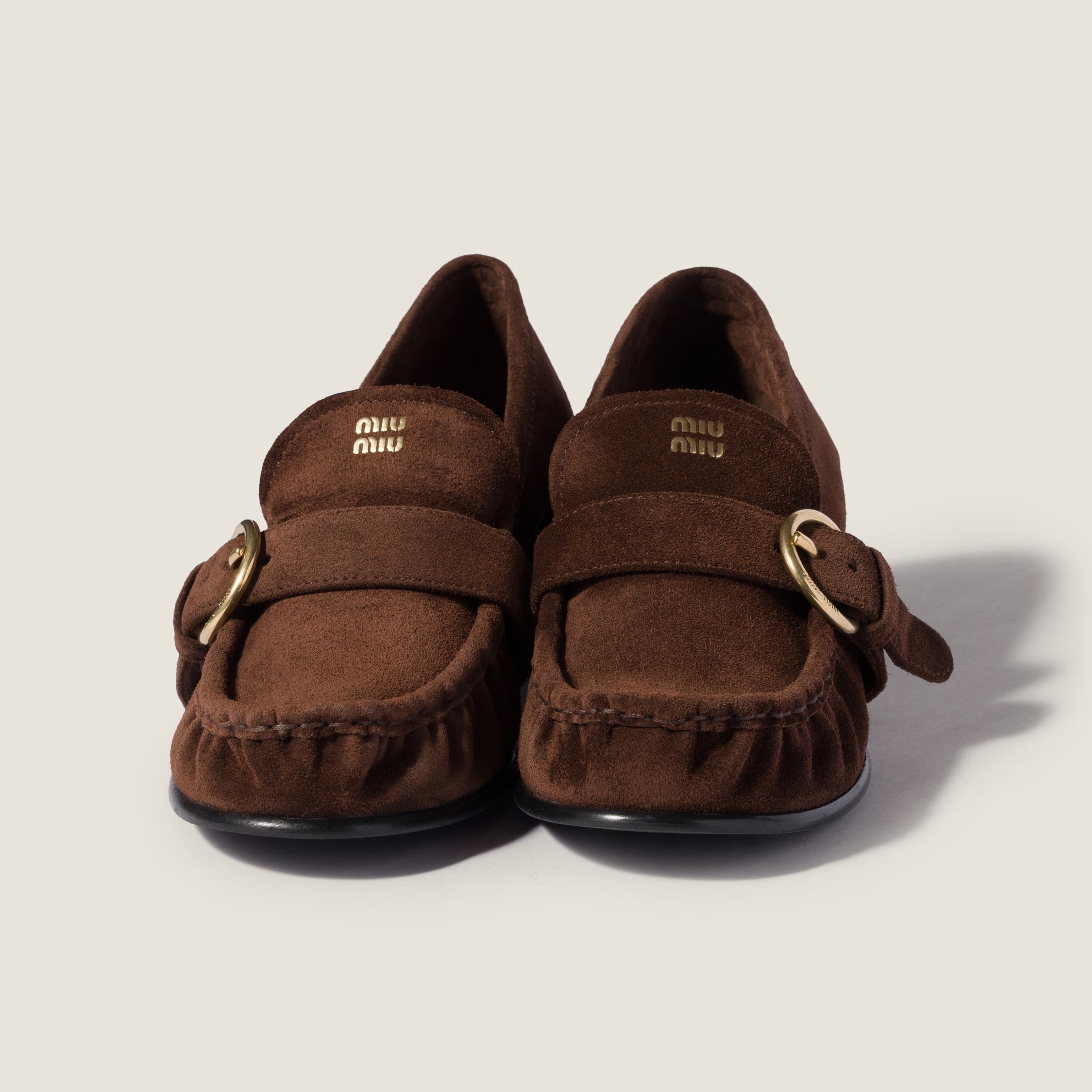 Suede Loafers with Buckle