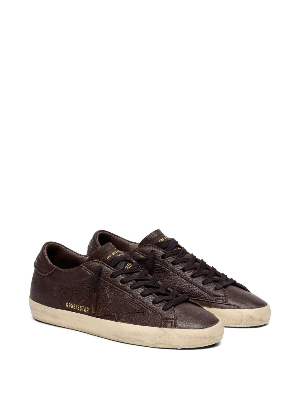 Super-star sneakers in leather with tone-on-tone leather star-GOLDEN GOOSE-Verso