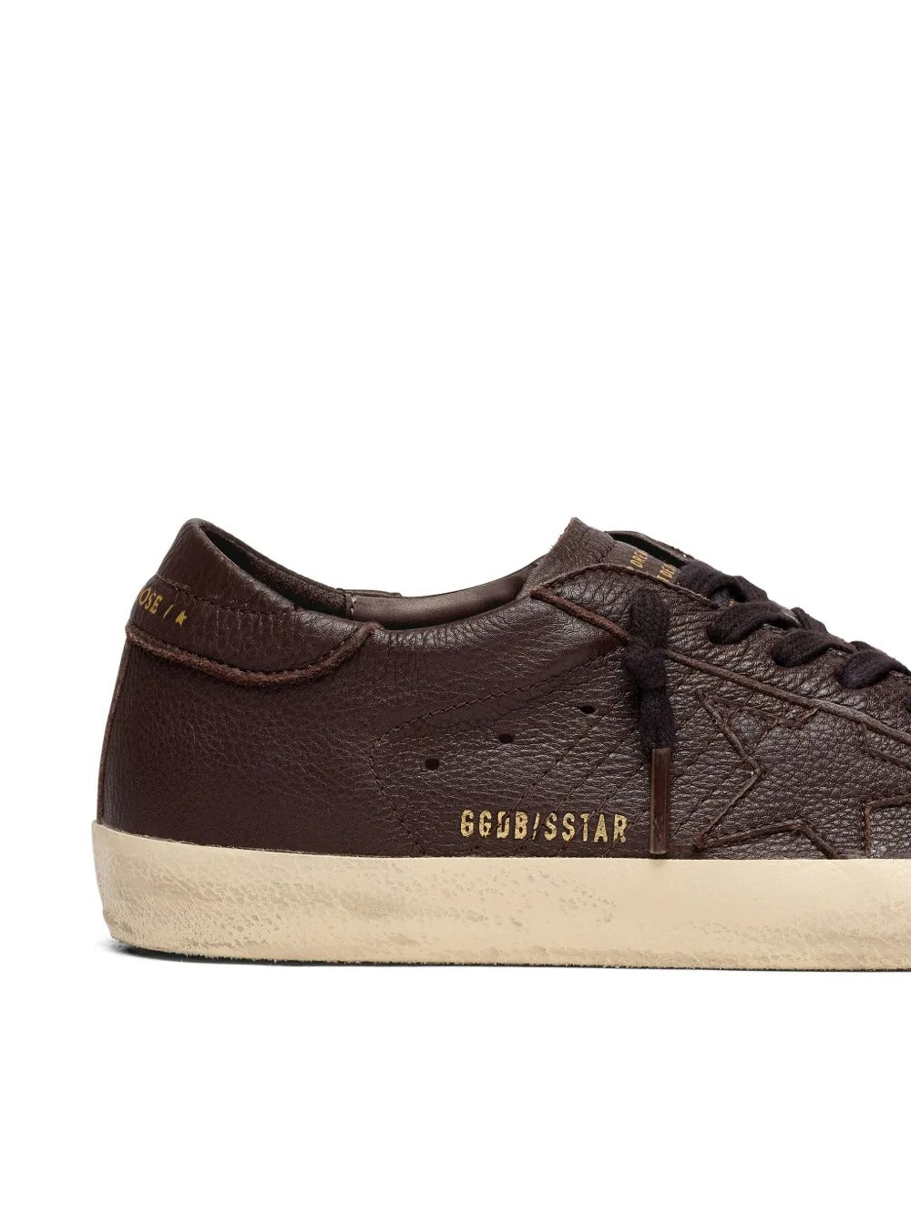 Super-star sneakers in leather with tone-on-tone leather star-GOLDEN GOOSE-Verso