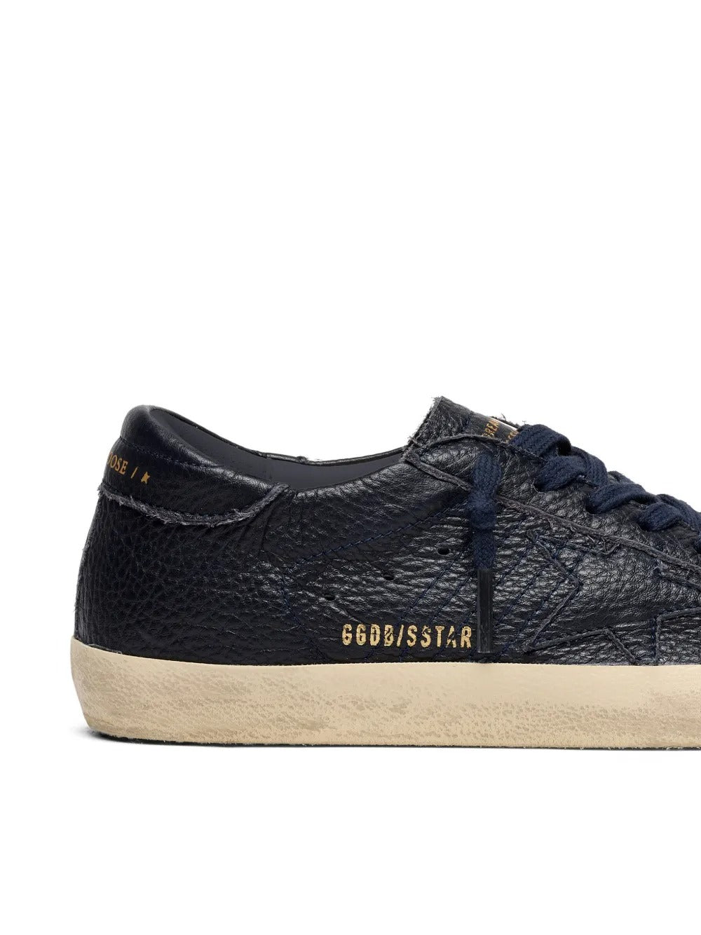 Super-star sneakers in leather with tone-on-tone leather star-GOLDEN GOOSE-Verso