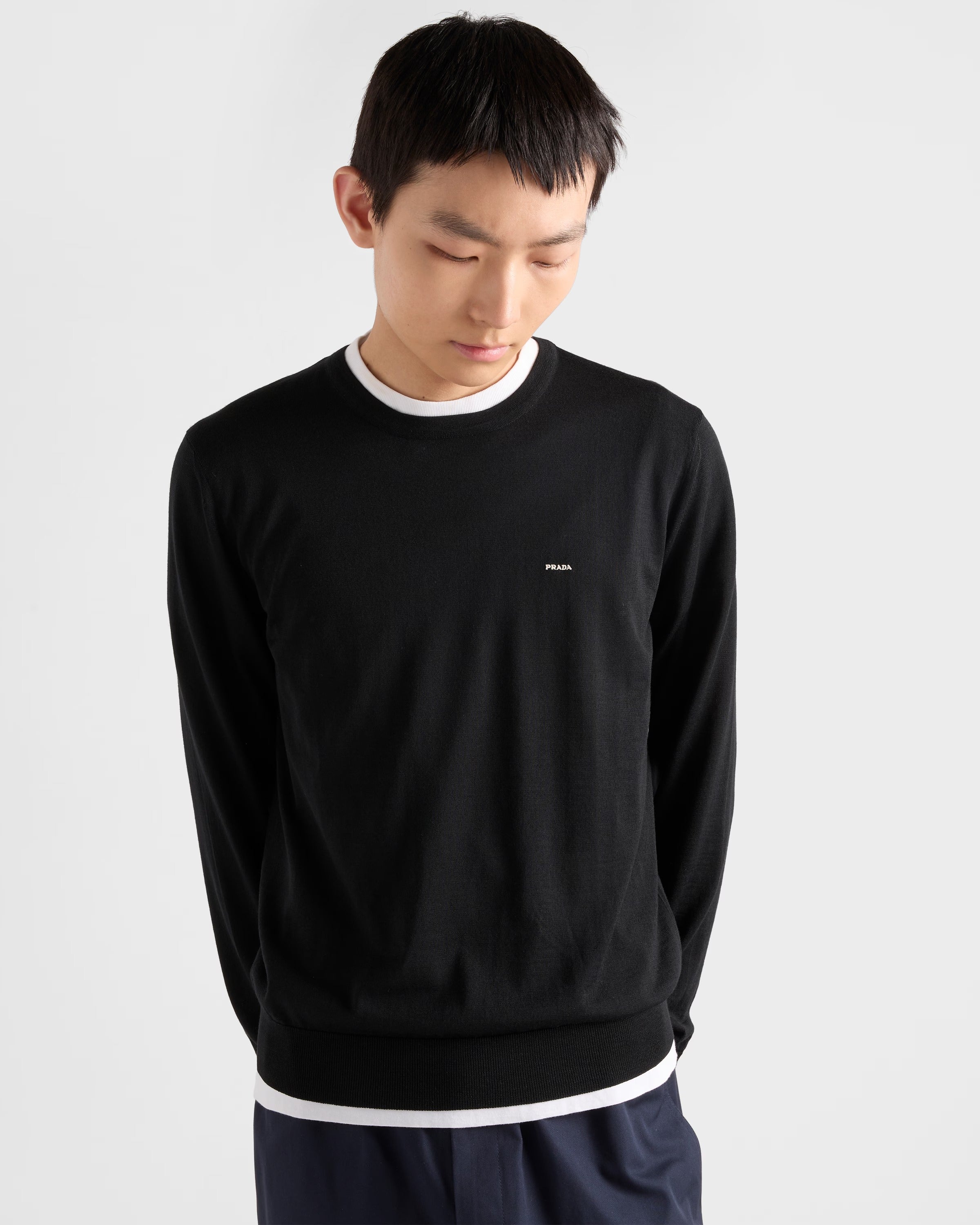 Superfine wool crew-neck sweater-PRADA-Verso