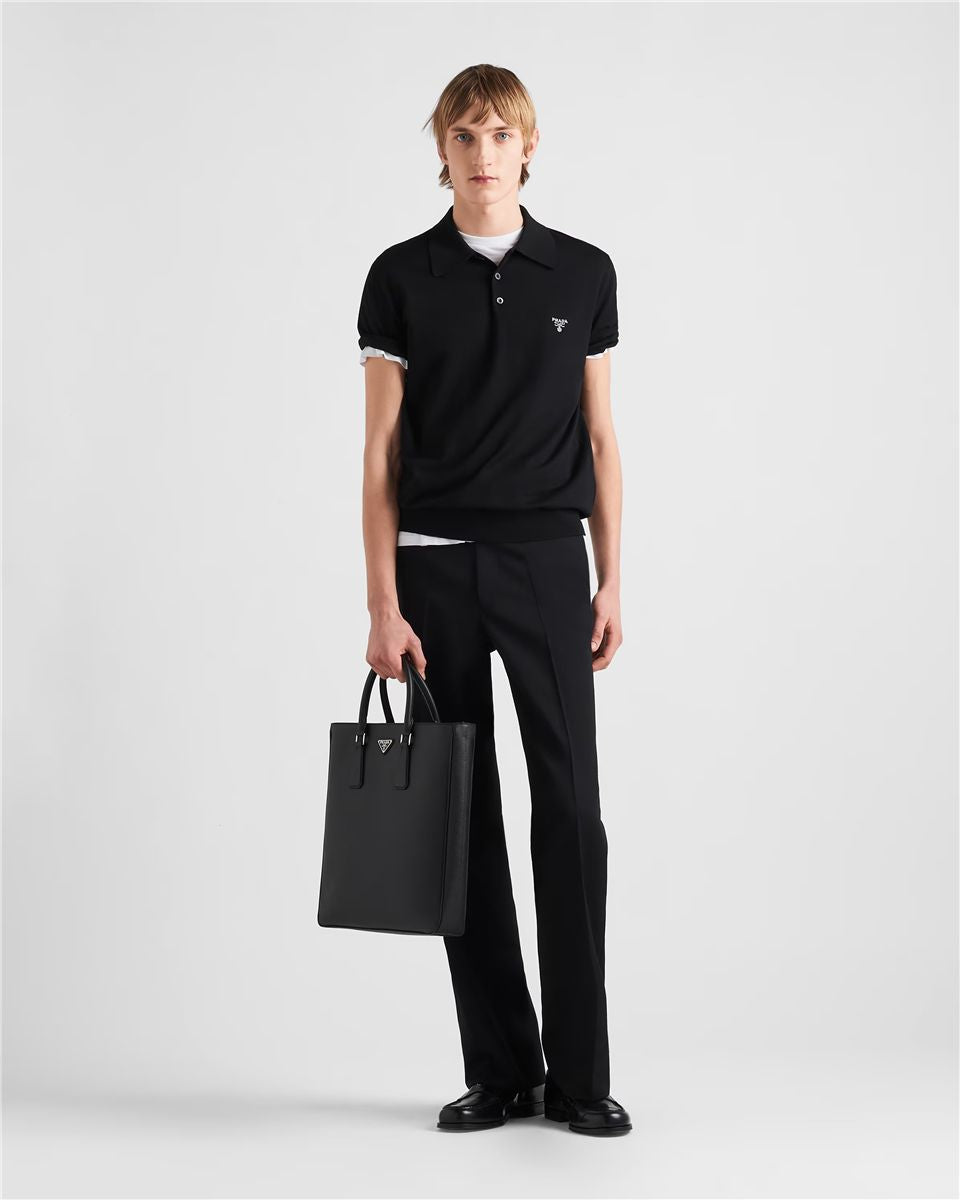Superfine Wool Polo Shirt-PRADA-Verso