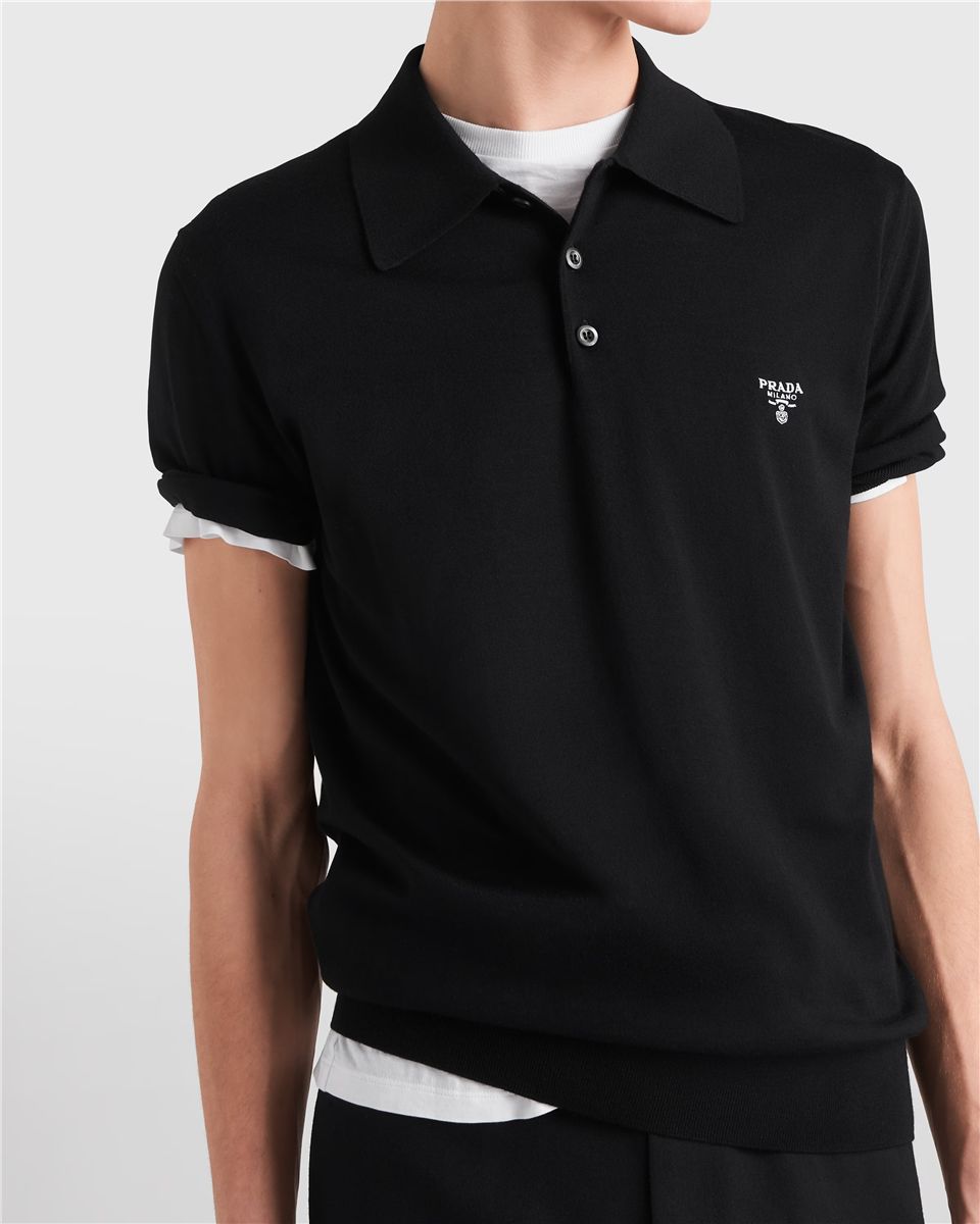 Superfine Wool Polo Shirt-PRADA-Verso