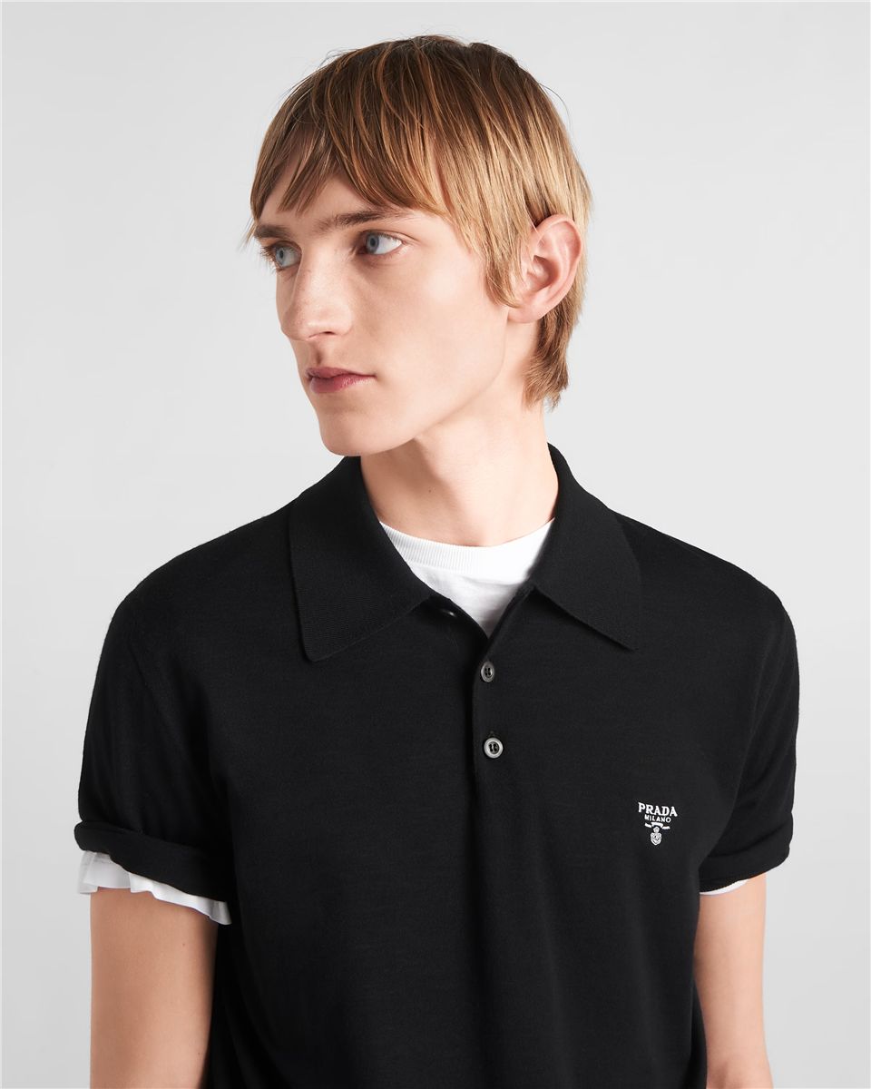 Superfine Wool Polo Shirt-PRADA-Verso