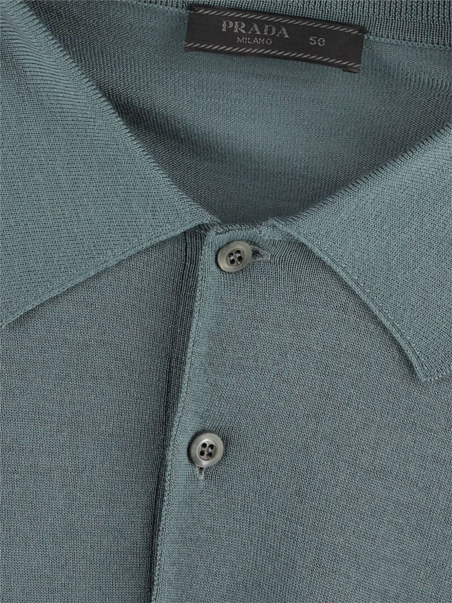 Superfine Wool Polo Shirt-PRADA-Verso