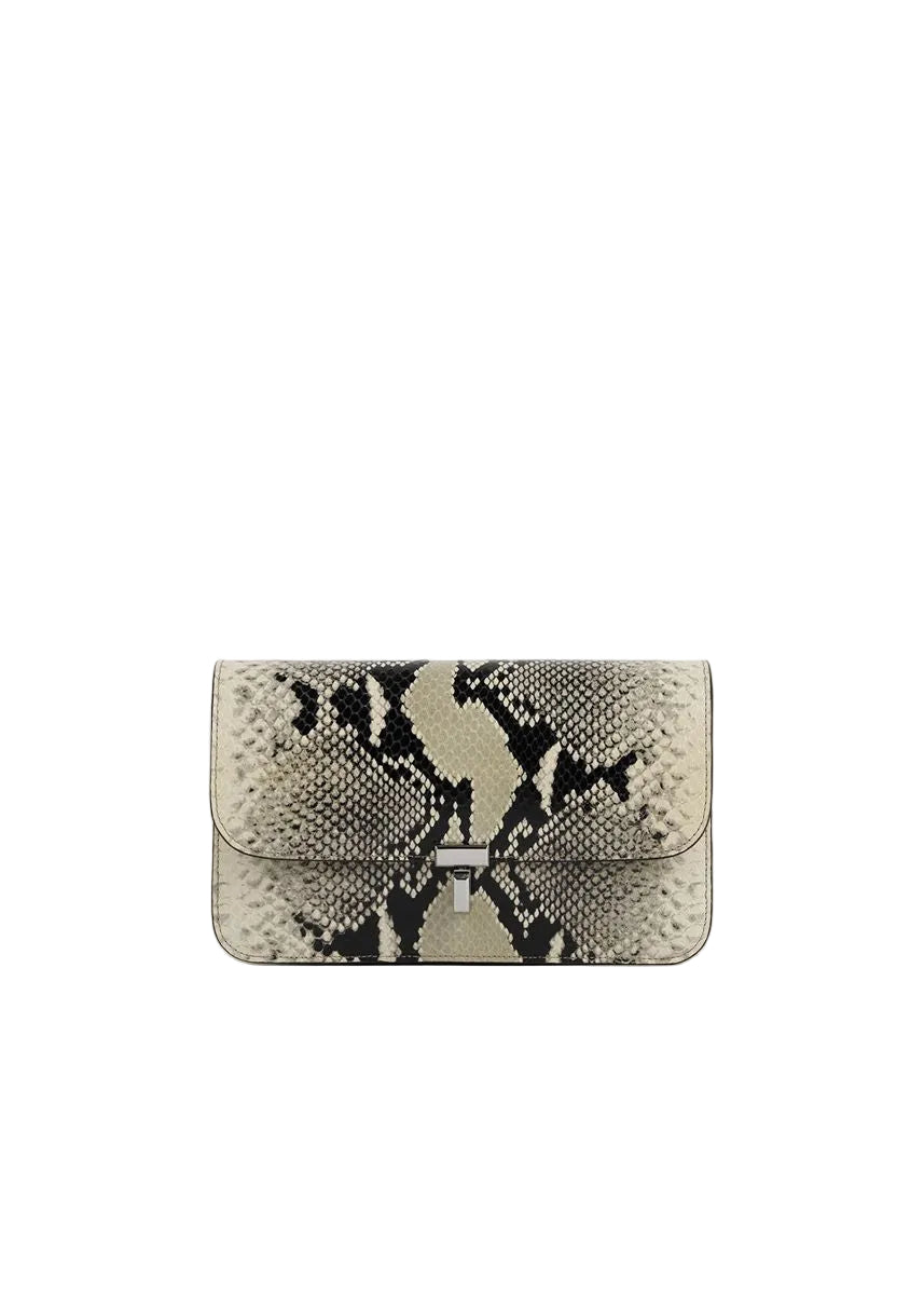 T-lock python-embossed crossbody black/ecru