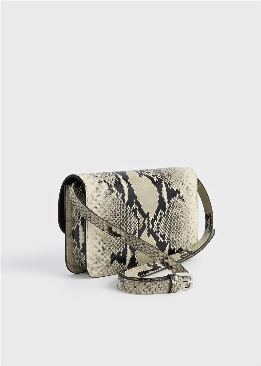 T-lock python-embossed crossbody black/ecru