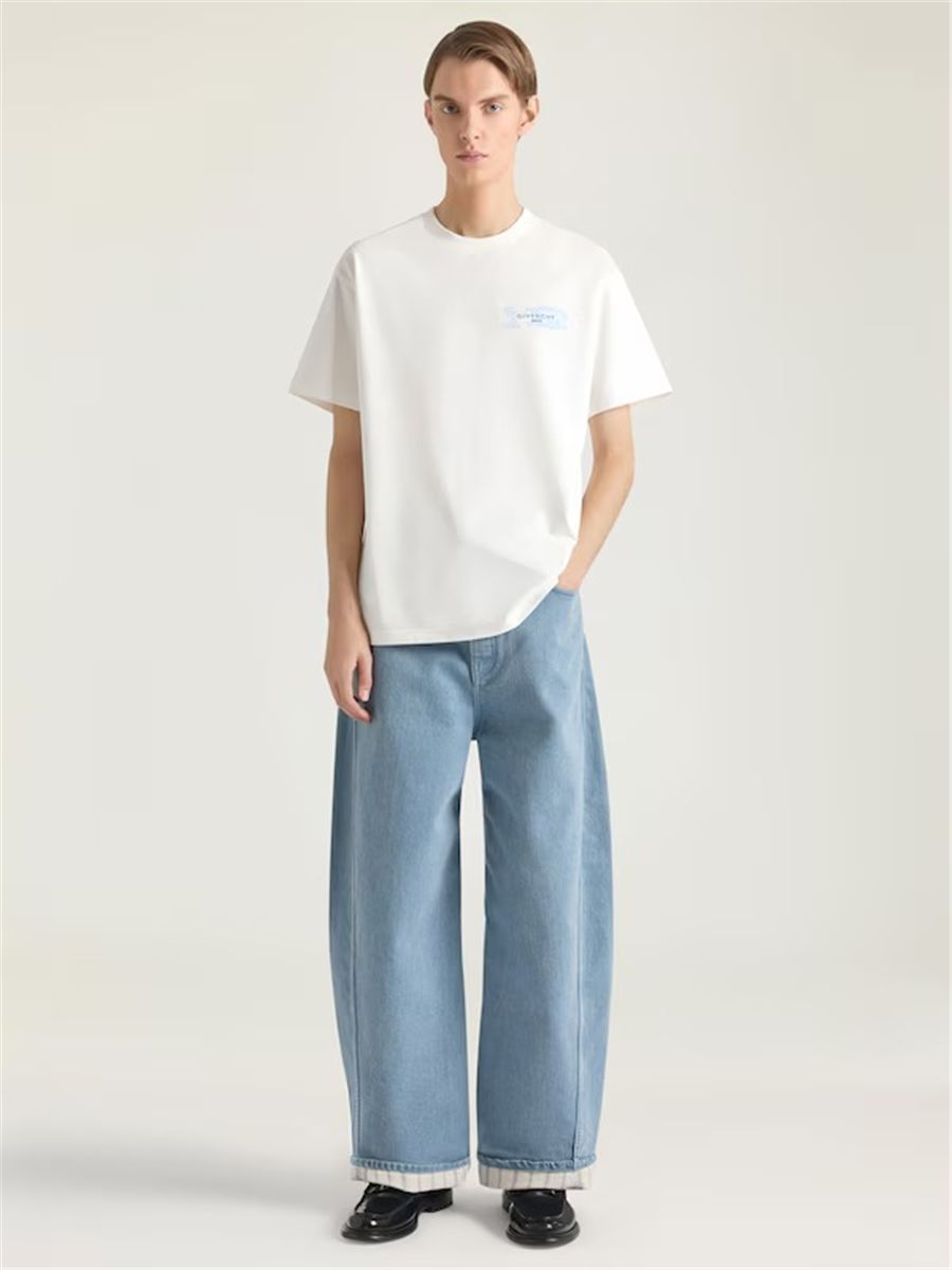 T-shirt in cotton with givenchy paris paint print-GIVENCHY-Verso