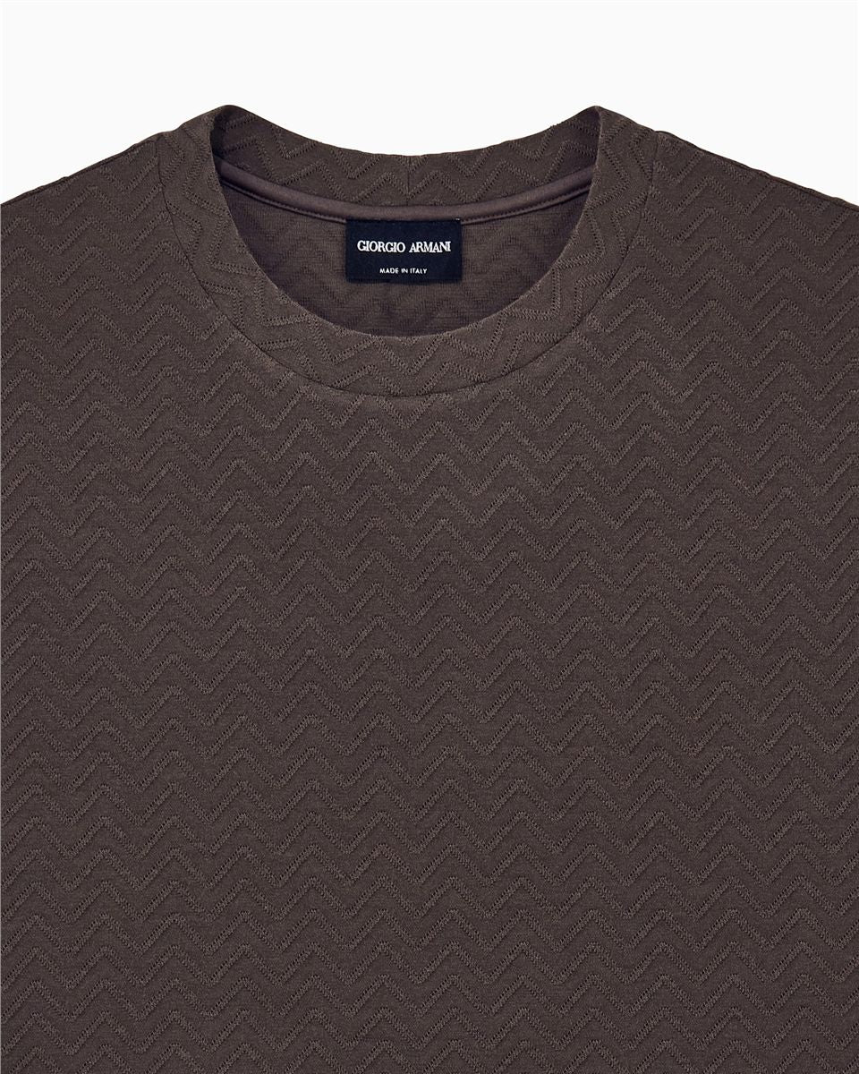 T-shirt regular fit chevron jacquard stretch virgin wool-GIORGIO ARMANI-Verso