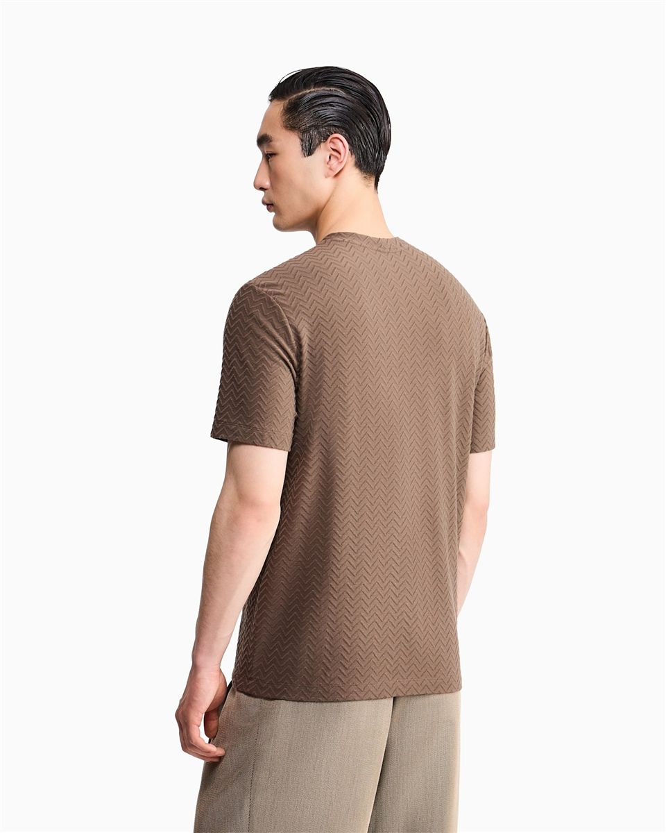 T-shirt regular fit chevron jacquard stretch virgin wool-GIORGIO ARMANI-Verso