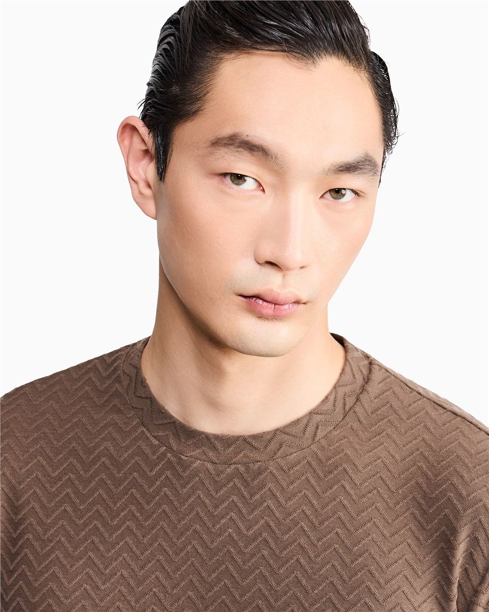 T-shirt regular fit chevron jacquard stretch virgin wool-GIORGIO ARMANI-Verso