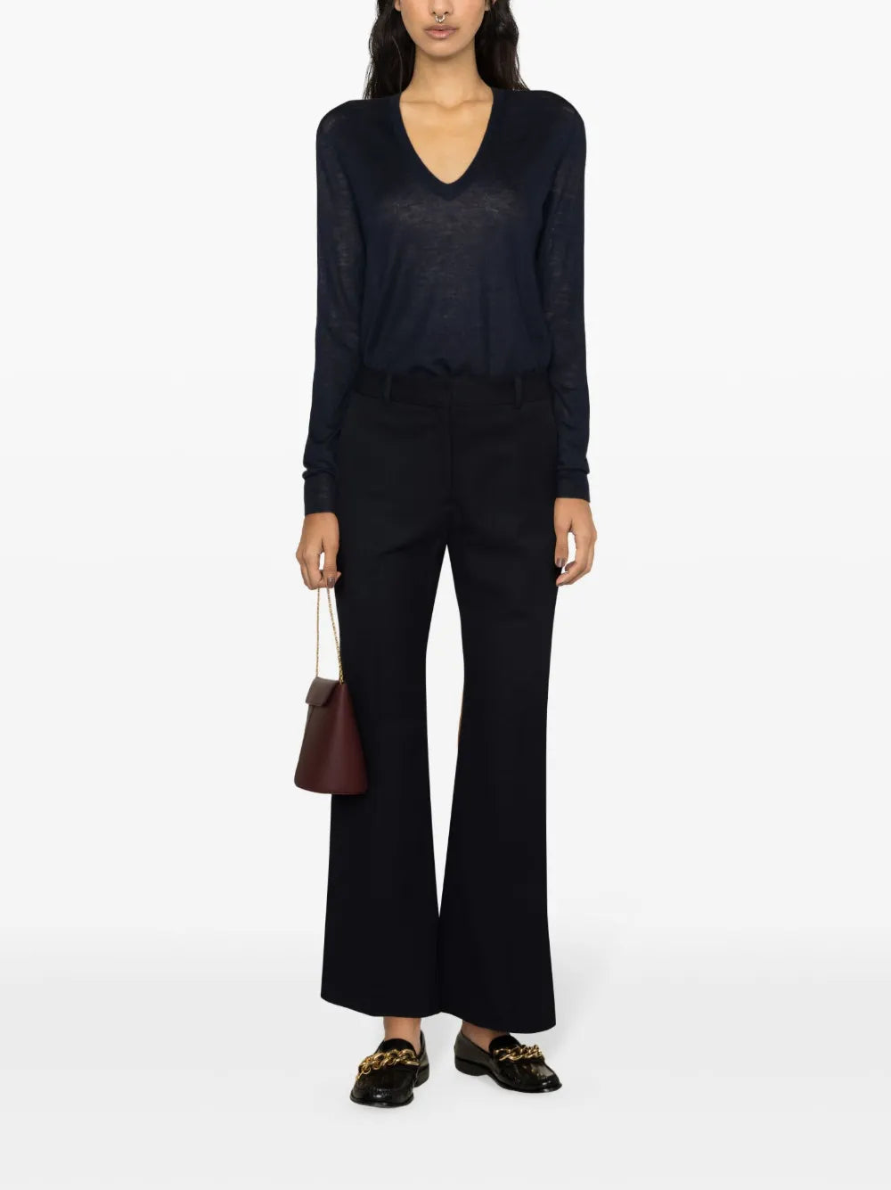 Tafira Mid-rise Flared Trousers-JOSEPH-Verso