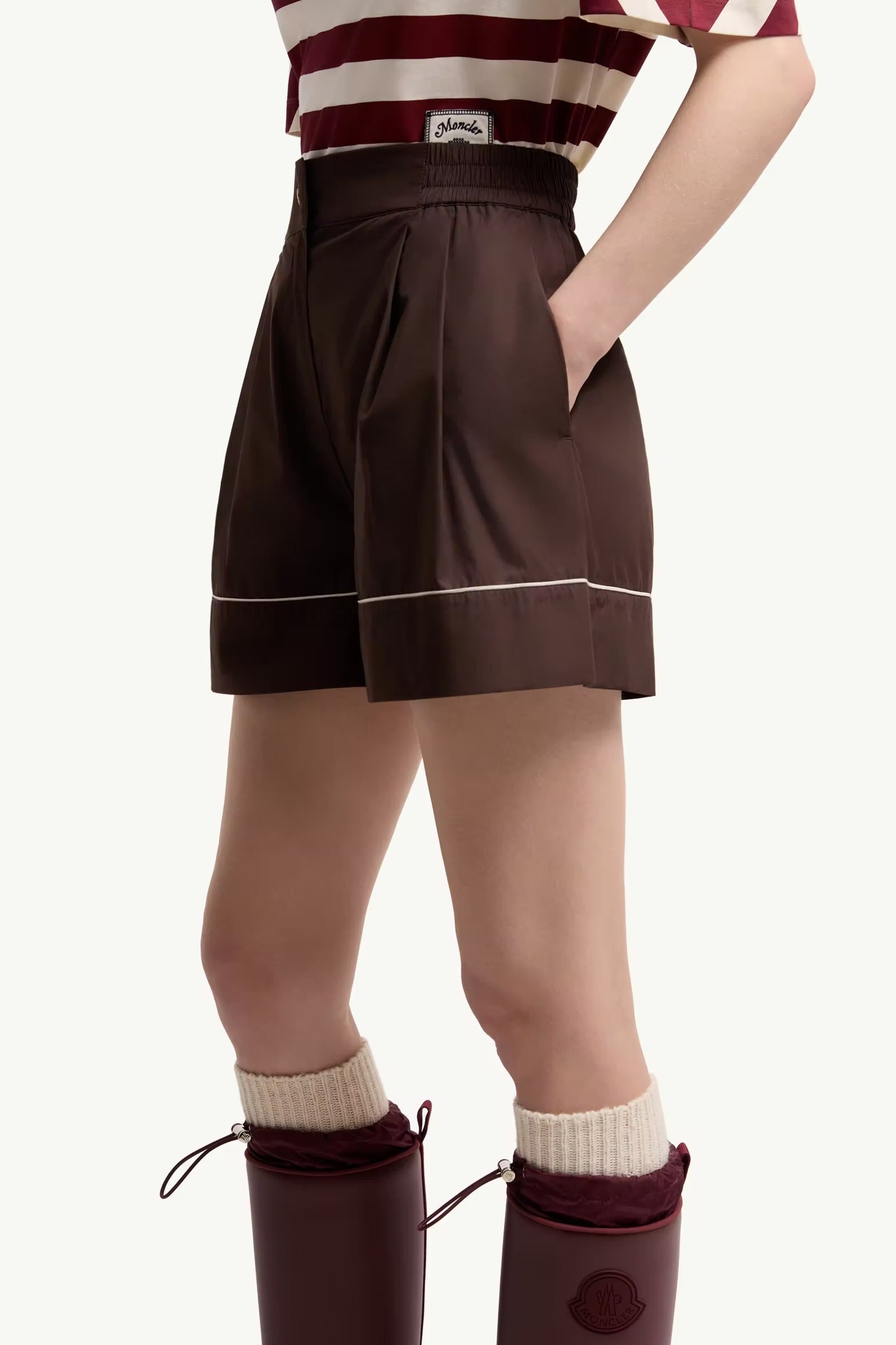Tailored cotton blend shorts-MONCLER-Verso