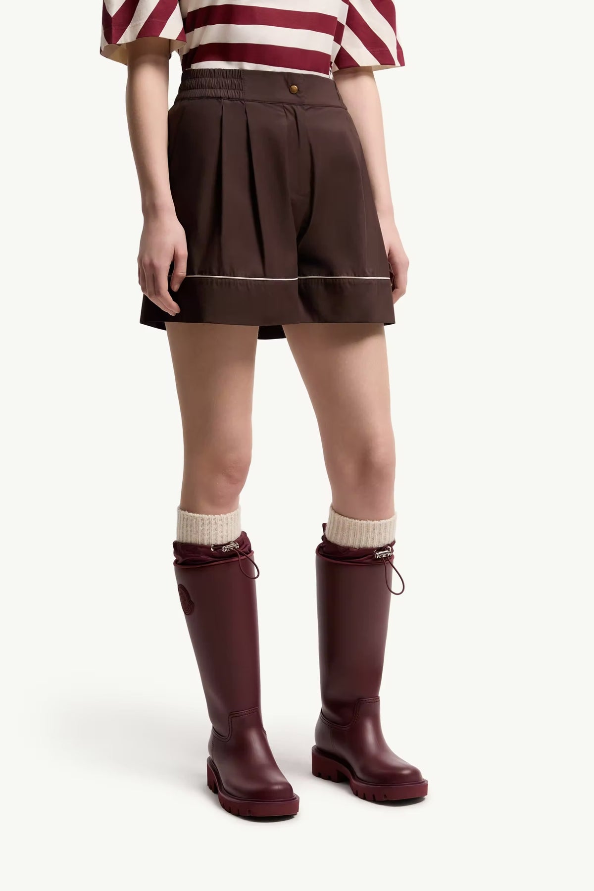 Tailored cotton blend shorts-MONCLER-Verso
