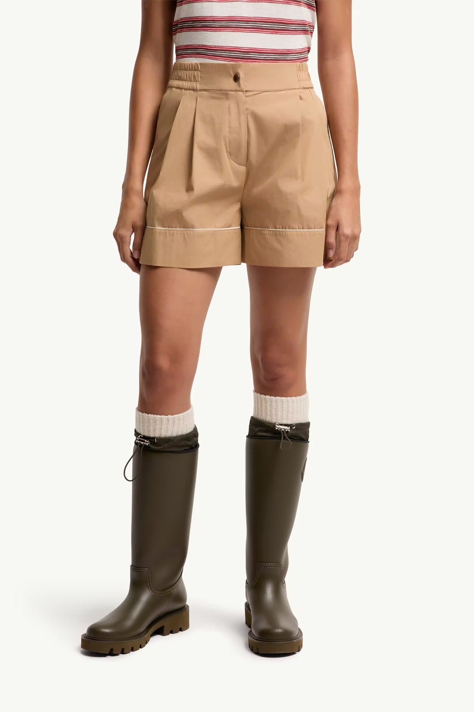 Tailored cotton blend shorts-MONCLER-Verso