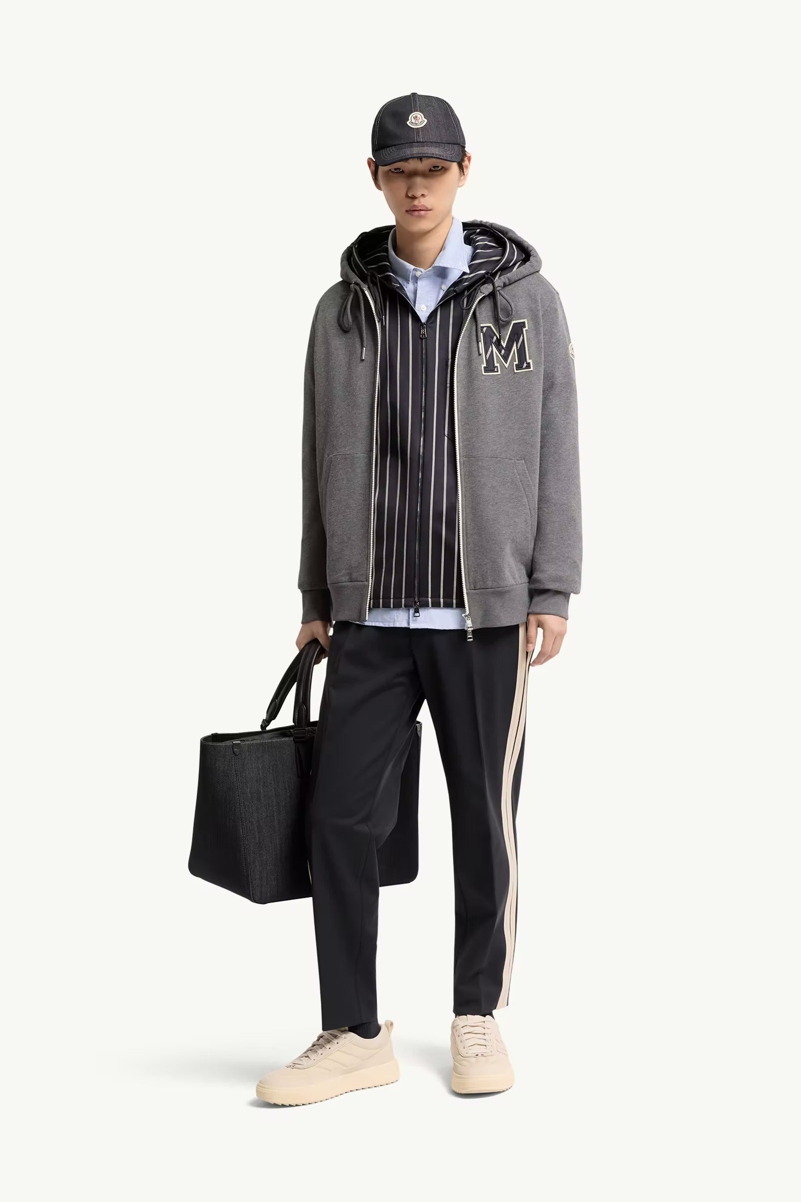 Tailored cotton blend trousers-MONCLER-Verso