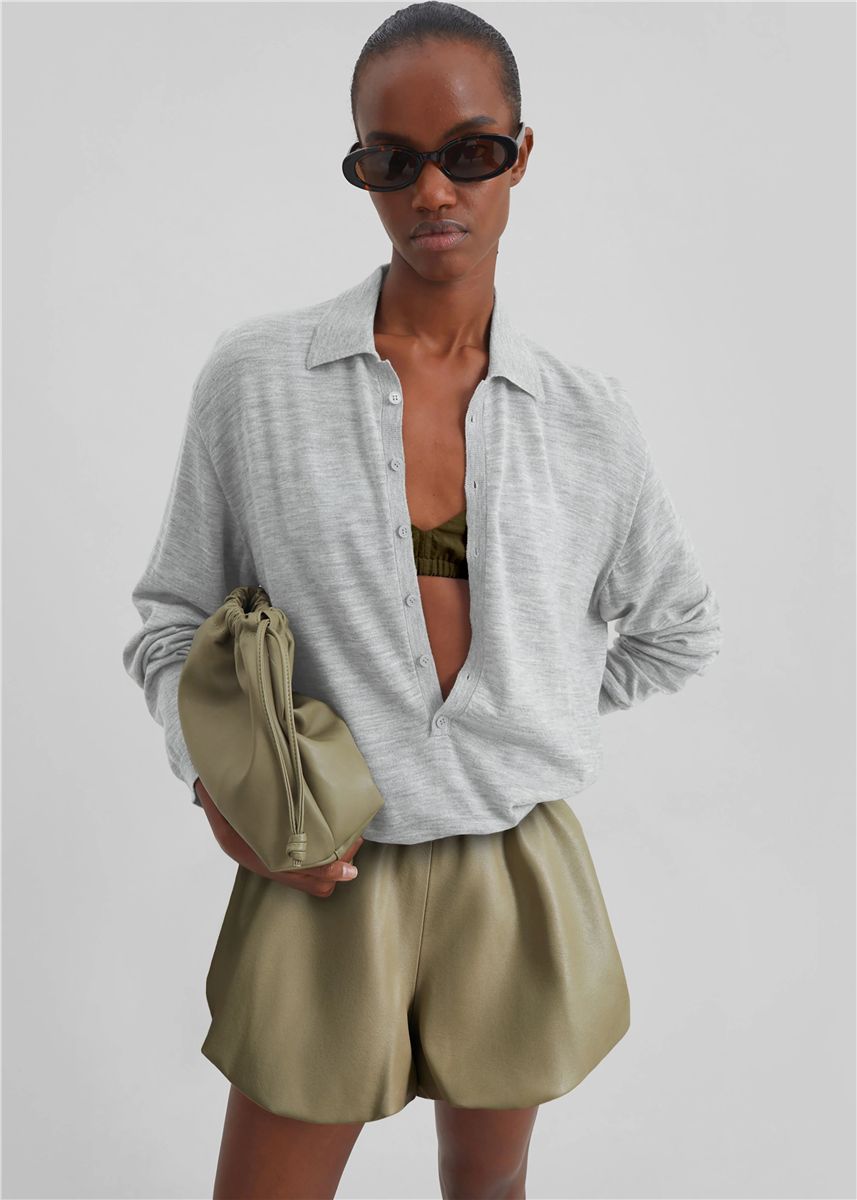 Tala Knit V-Neck Polo-THE FRANKIE SHOP-Verso