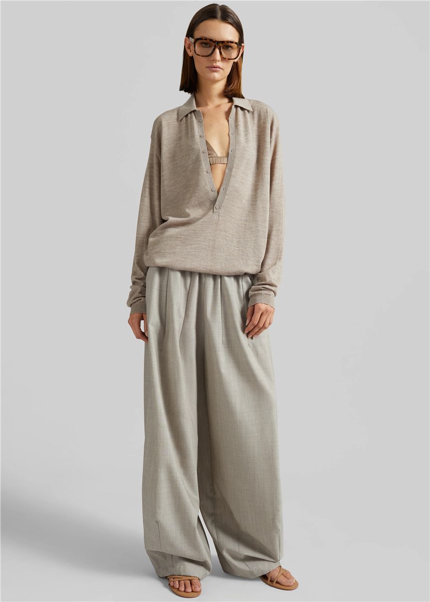 Tala Knit V-Neck Polo-THE FRANKIE SHOP-Verso