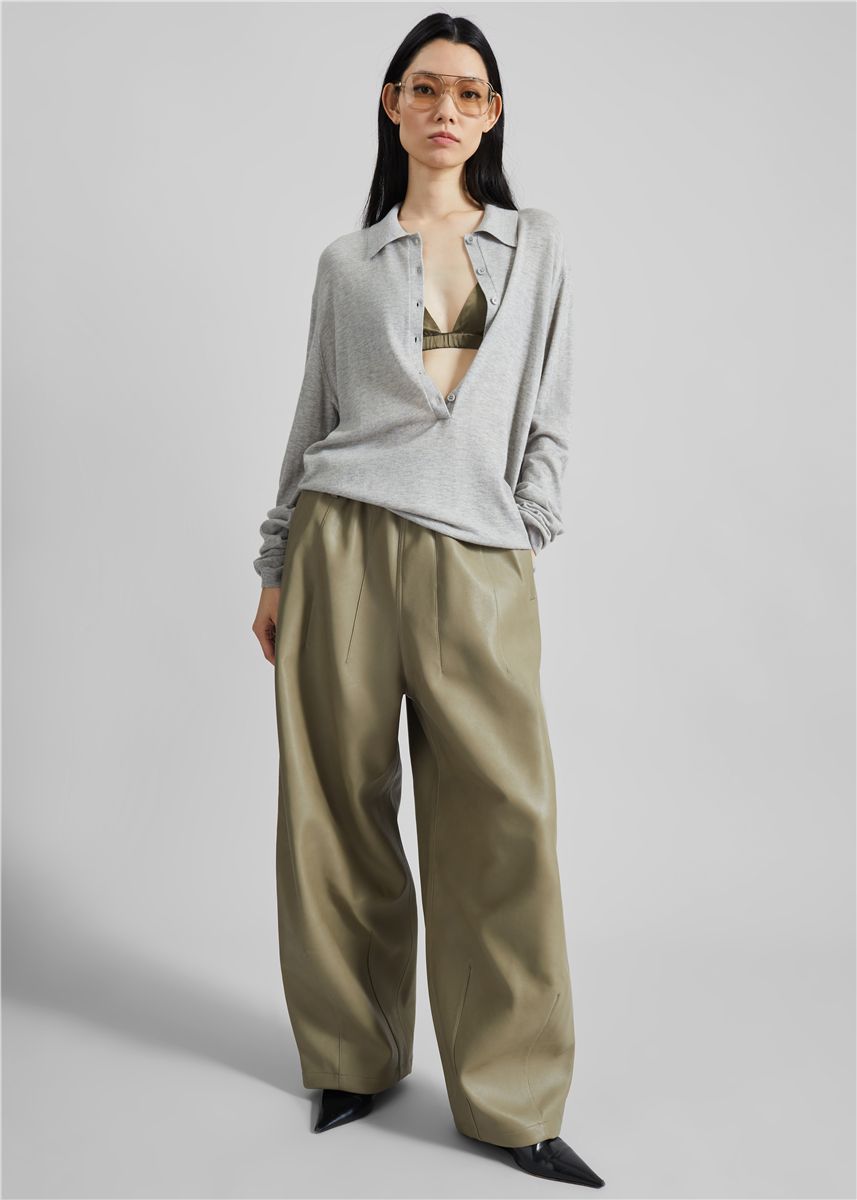 Tala Knit V-Neck Polo-THE FRANKIE SHOP-Verso