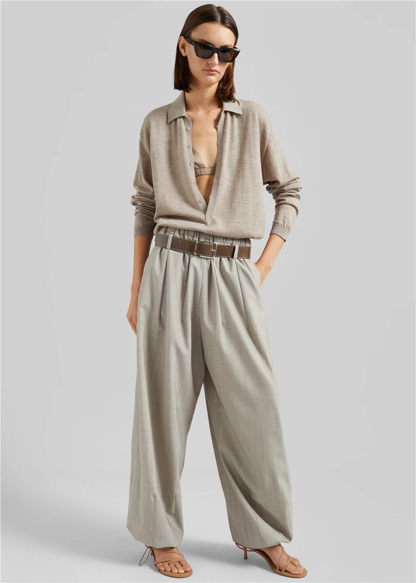 Tala Knit V-Neck Polo-THE FRANKIE SHOP-Verso