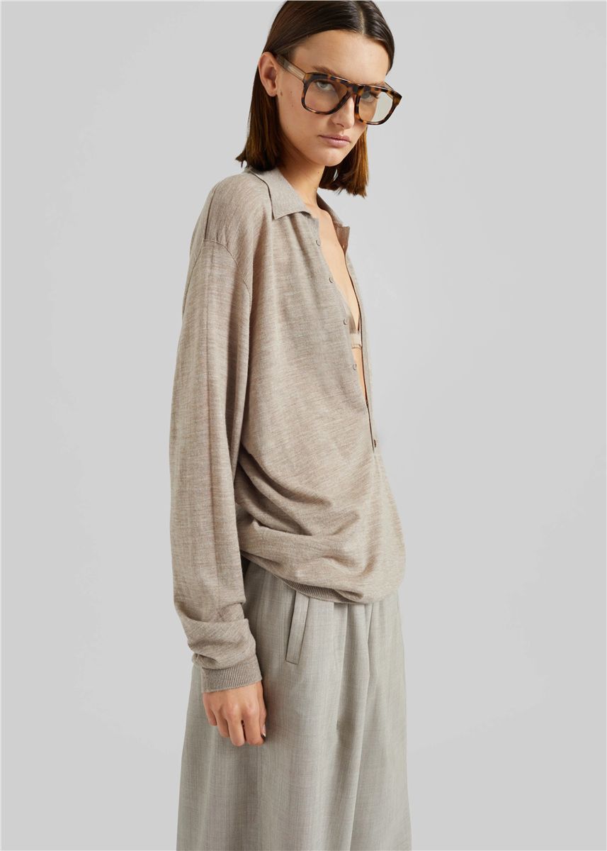 Tala Knit V-Neck Polo-THE FRANKIE SHOP-Verso